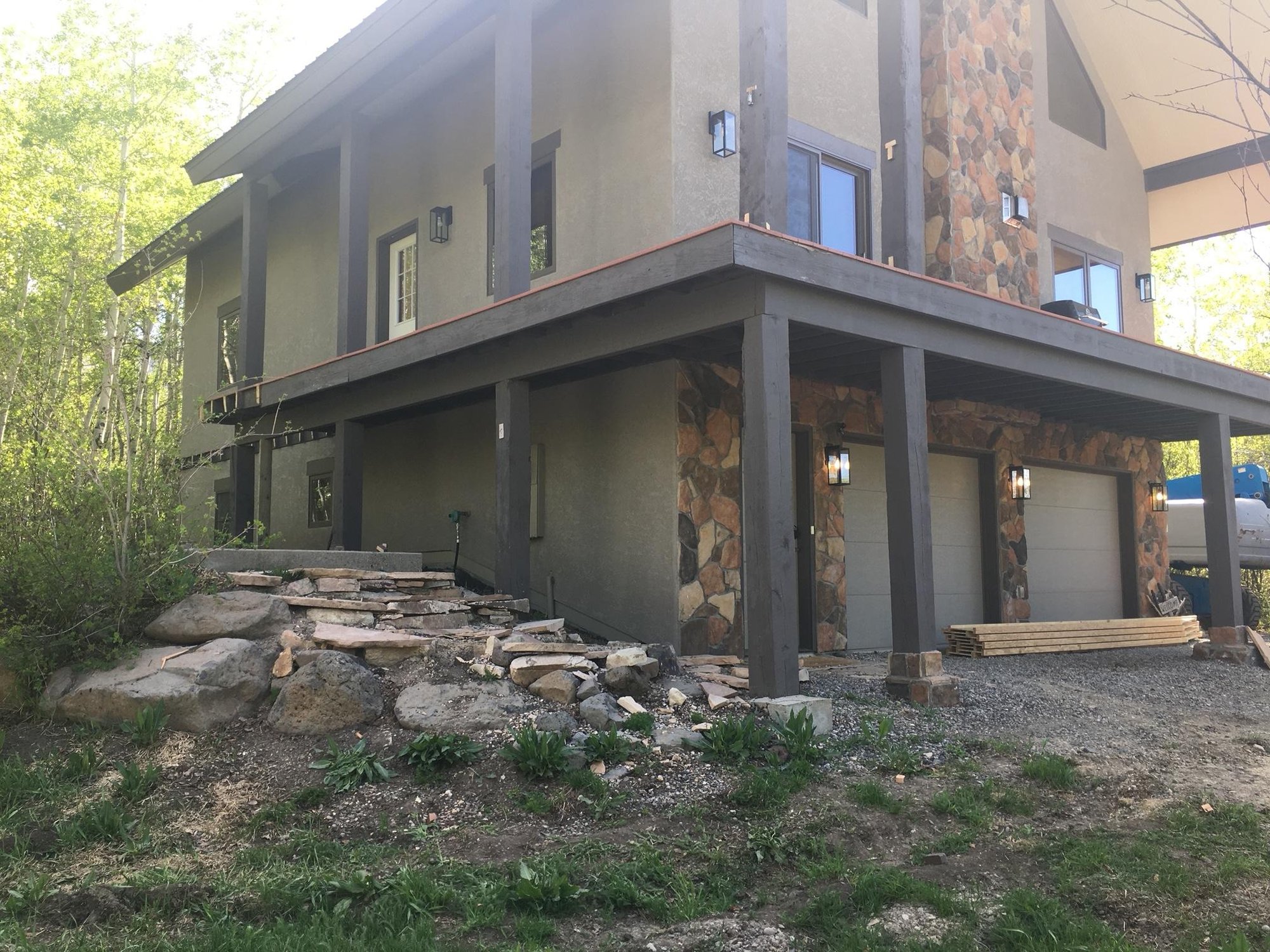 Exterior deck addition on home